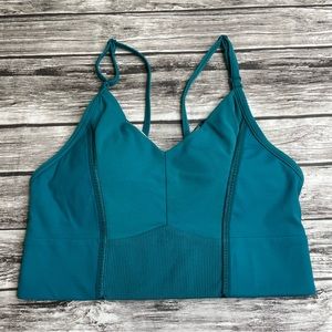 Nike Women's Pullover Sports Bra Crop Top S SM Small Teal Deep V Adjustable Pads